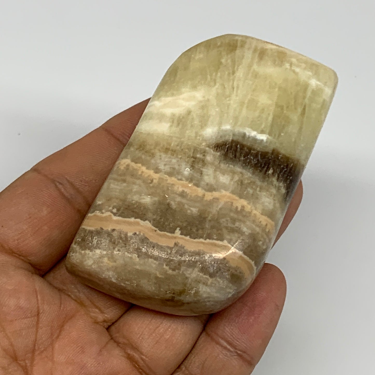 143.3g, 2.6"x1.6"x1", Natural Calcite Palm-Stone Reiki @Afghanistan, B14910