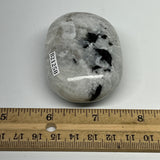 132g,2.6"x1.8"x1.1", Rainbow Moonstone Palm-Stone Polished from India, B21258