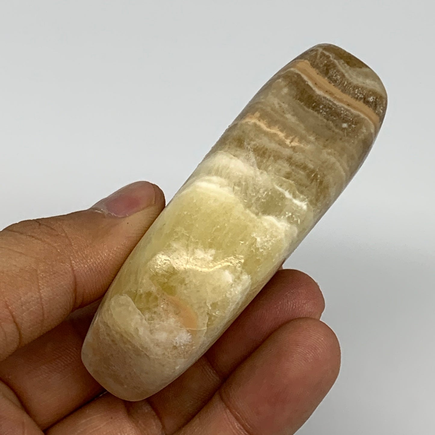 143.3g, 2.6"x1.6"x1", Natural Calcite Palm-Stone Reiki @Afghanistan, B14910