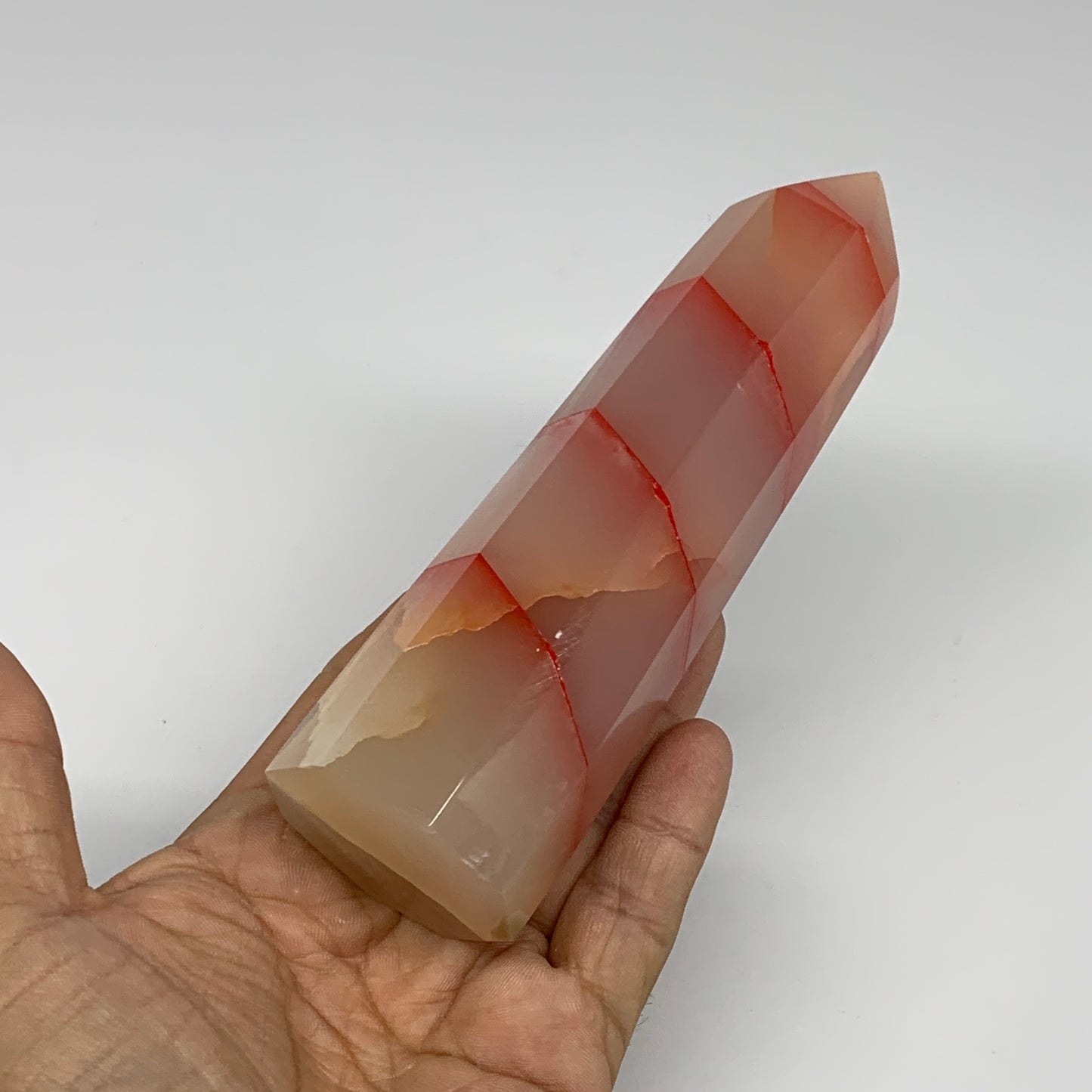 399.1g, 5.8"x1.6"x1.5" Dyed/Heated Calcite Point Tower Obelisk Crystal, B24979