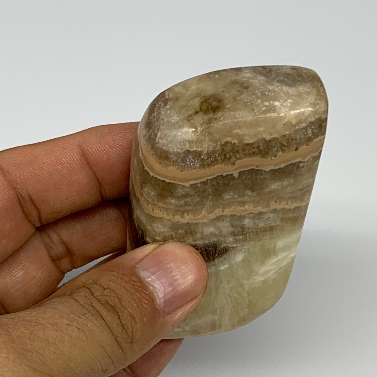 143.3g, 2.6"x1.6"x1", Natural Calcite Palm-Stone Reiki @Afghanistan, B14910
