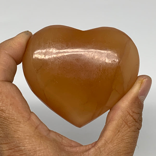 133.1g, 2.3"x2.7"x1" Honey Calcite Heart Gemstones, Collectible @Pakistan,B25214