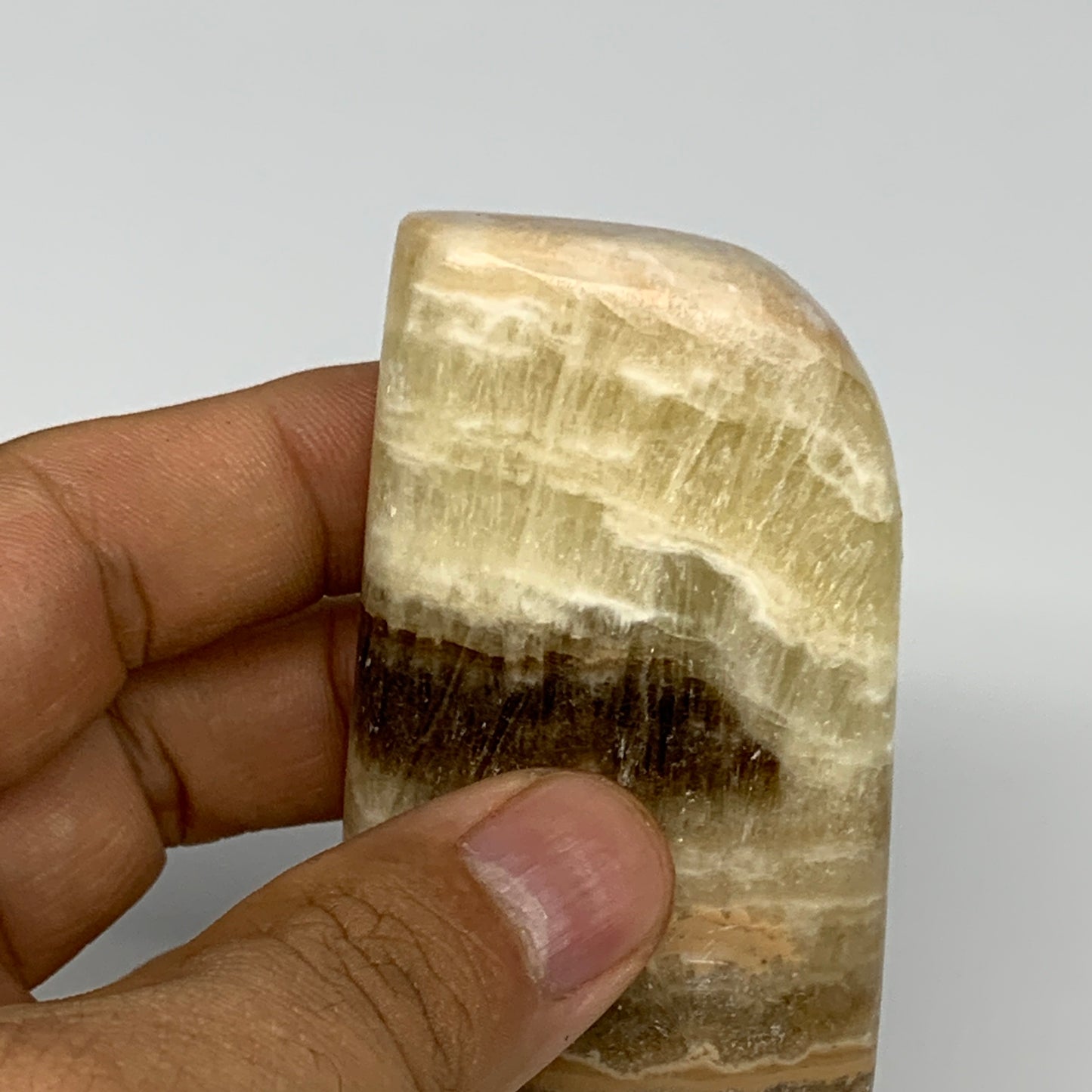143.3g, 2.6"x1.6"x1", Natural Calcite Palm-Stone Reiki @Afghanistan, B14910