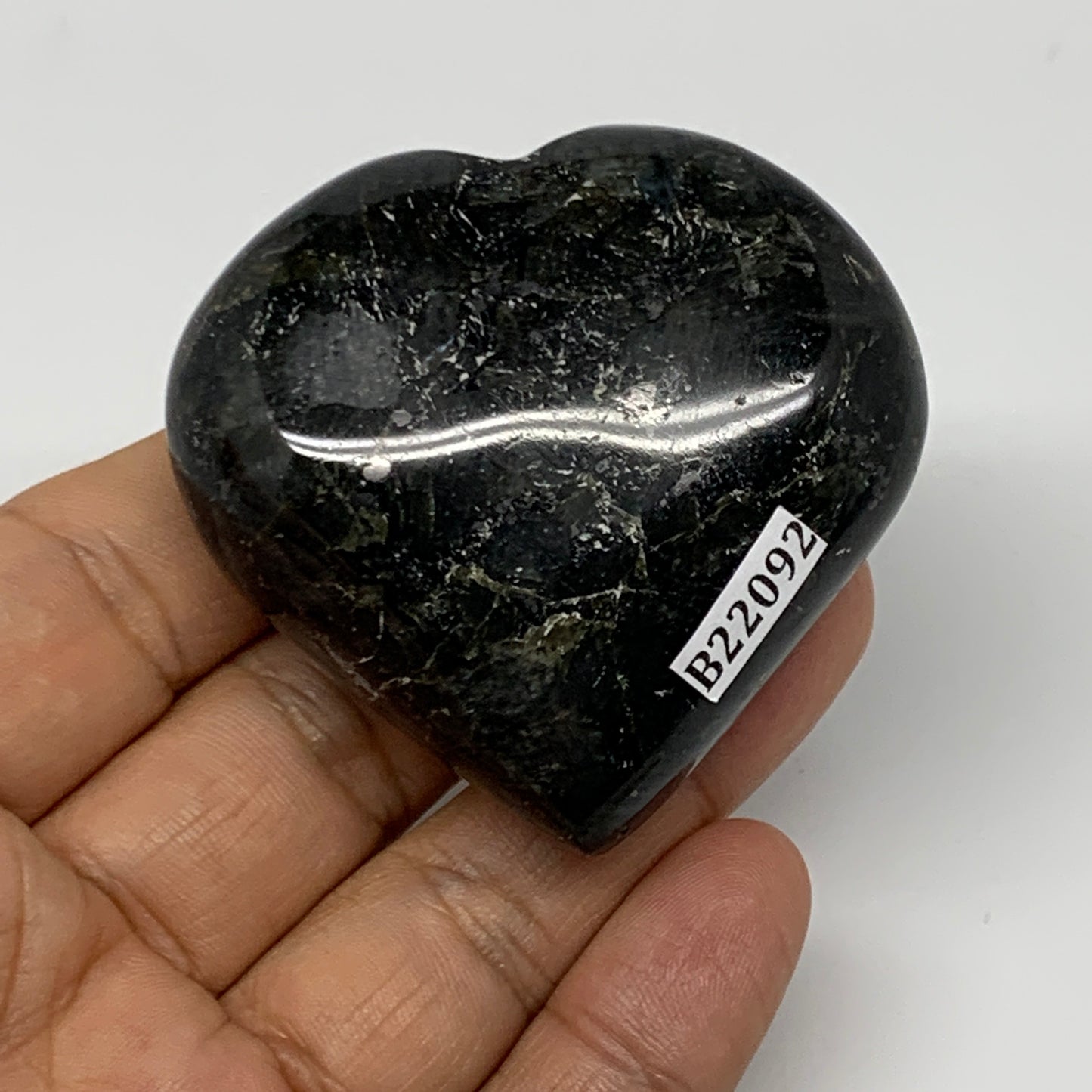 94.6g, 2.1"x2.2"x0.9" Natural Labradorite Heart Small Polished Healing Crystal,