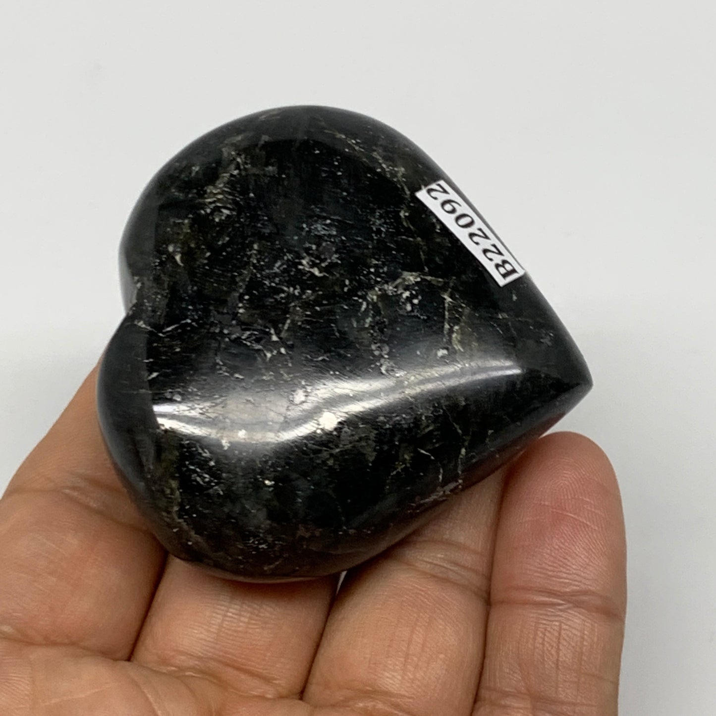 94.6g, 2.1"x2.2"x0.9" Natural Labradorite Heart Small Polished Healing Crystal,