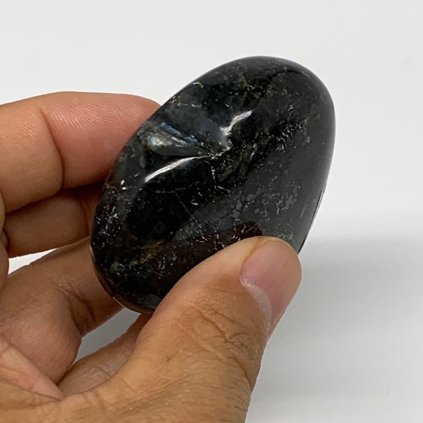 94.6g, 2.1"x2.2"x0.9" Natural Labradorite Heart Small Polished Healing Crystal,