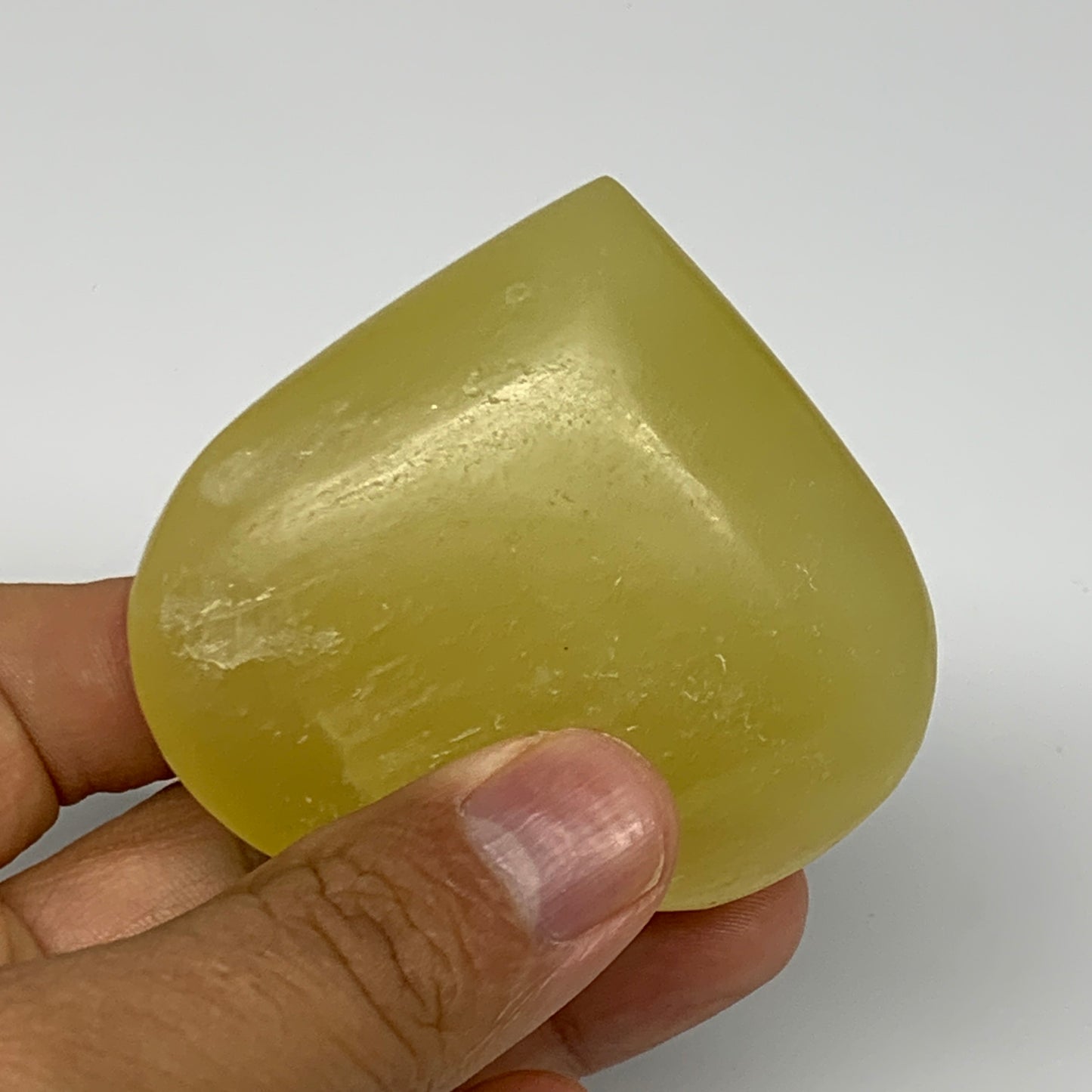 131.9g, 2.2"x2.5"x1" Lemon Calcite Heart Crystal Gemstones @Afghanistan, B26862