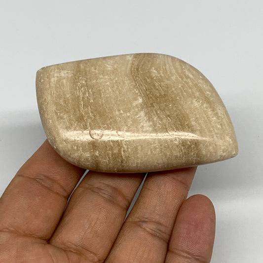 87.6g, 2.5"x1.7"x0.8", Natural Calcite Palm-Stone Reiki @Afghanistan, B14911