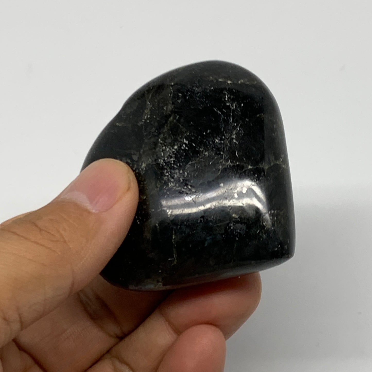 94.6g, 2.1"x2.2"x0.9" Natural Labradorite Heart Small Polished Healing Crystal,