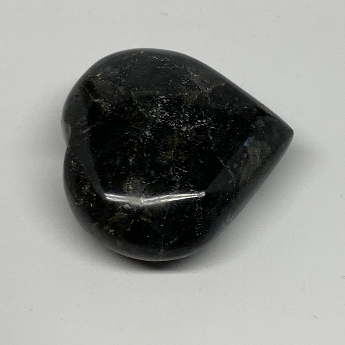 94.6g, 2.1"x2.2"x0.9" Natural Labradorite Heart Small Polished Healing Crystal,