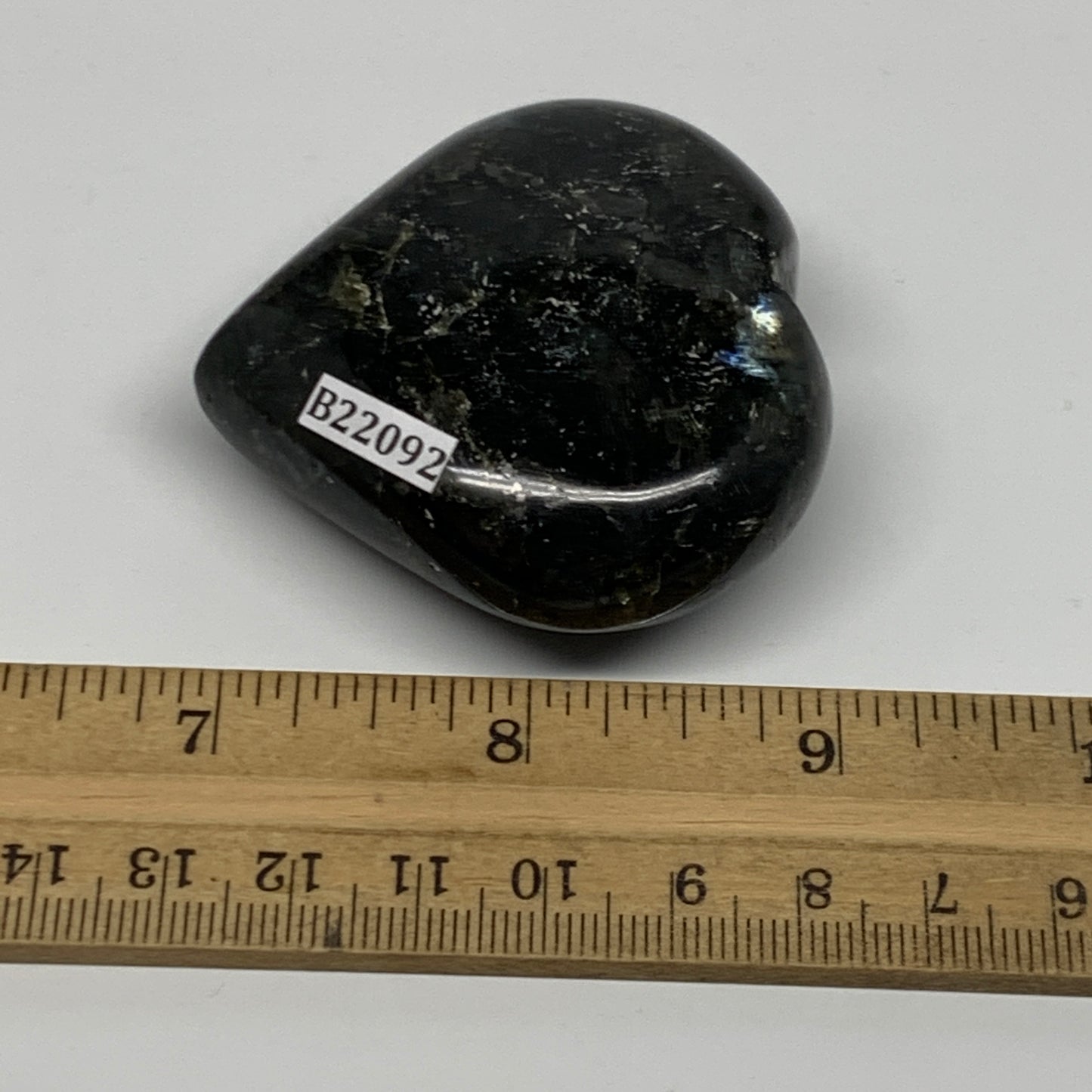 94.6g, 2.1"x2.2"x0.9" Natural Labradorite Heart Small Polished Healing Crystal,