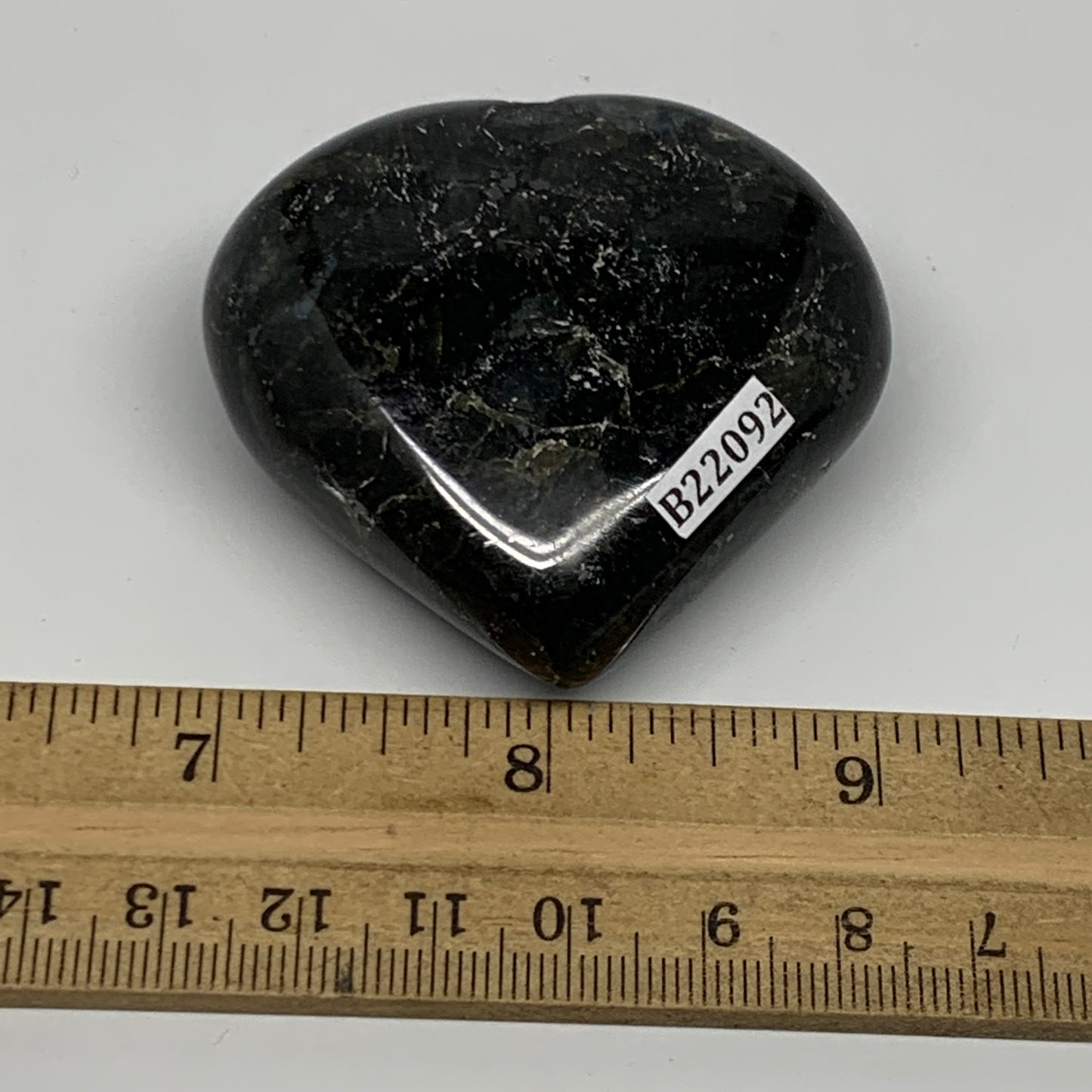 94.6g, 2.1"x2.2"x0.9" Natural Labradorite Heart Small Polished Healing Crystal,