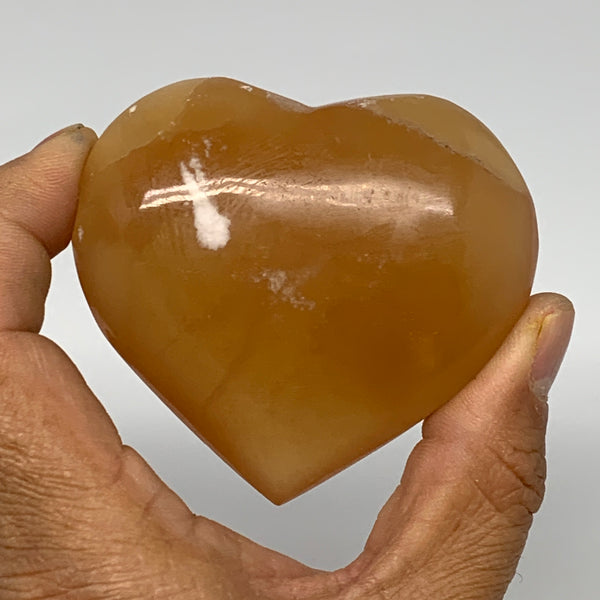 147.5g, 2.4"x2.7"x1" Honey Calcite Heart Gemstones, Collectible @Pakistan,B25215
