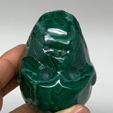 401.6g, 2.9"x2.2"x2", Natural Solid Malachite Skull From Congo, B7133