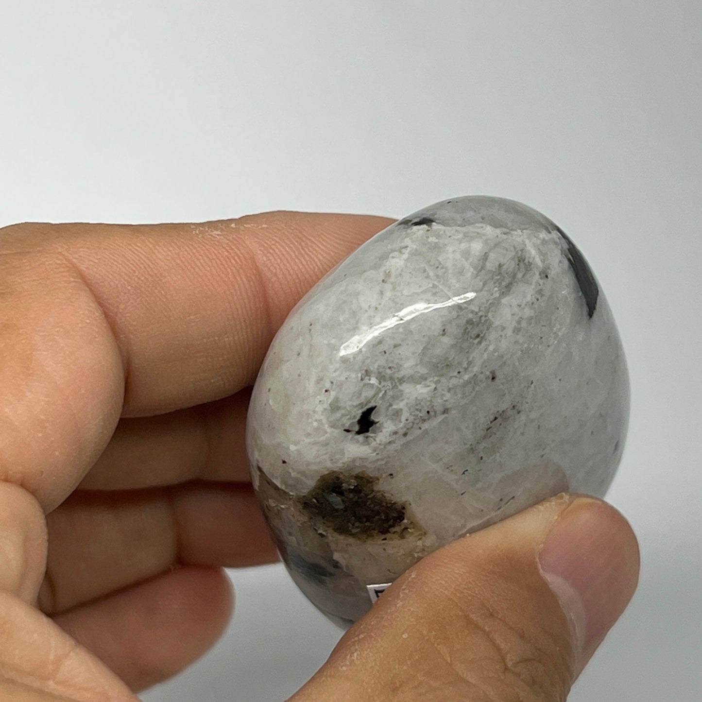 87.6g,2.3"x1.6"x1", Rainbow Moonstone Palm-Stone Polished from India, B21260