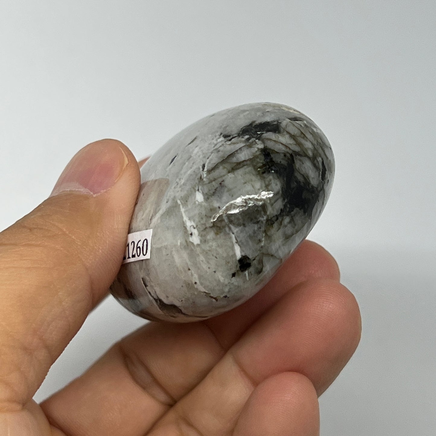 87.6g,2.3"x1.6"x1", Rainbow Moonstone Palm-Stone Polished from India, B21260