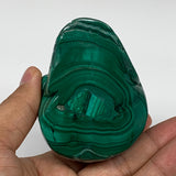 401.6g, 2.9"x2.2"x2", Natural Solid Malachite Skull From Congo, B7133