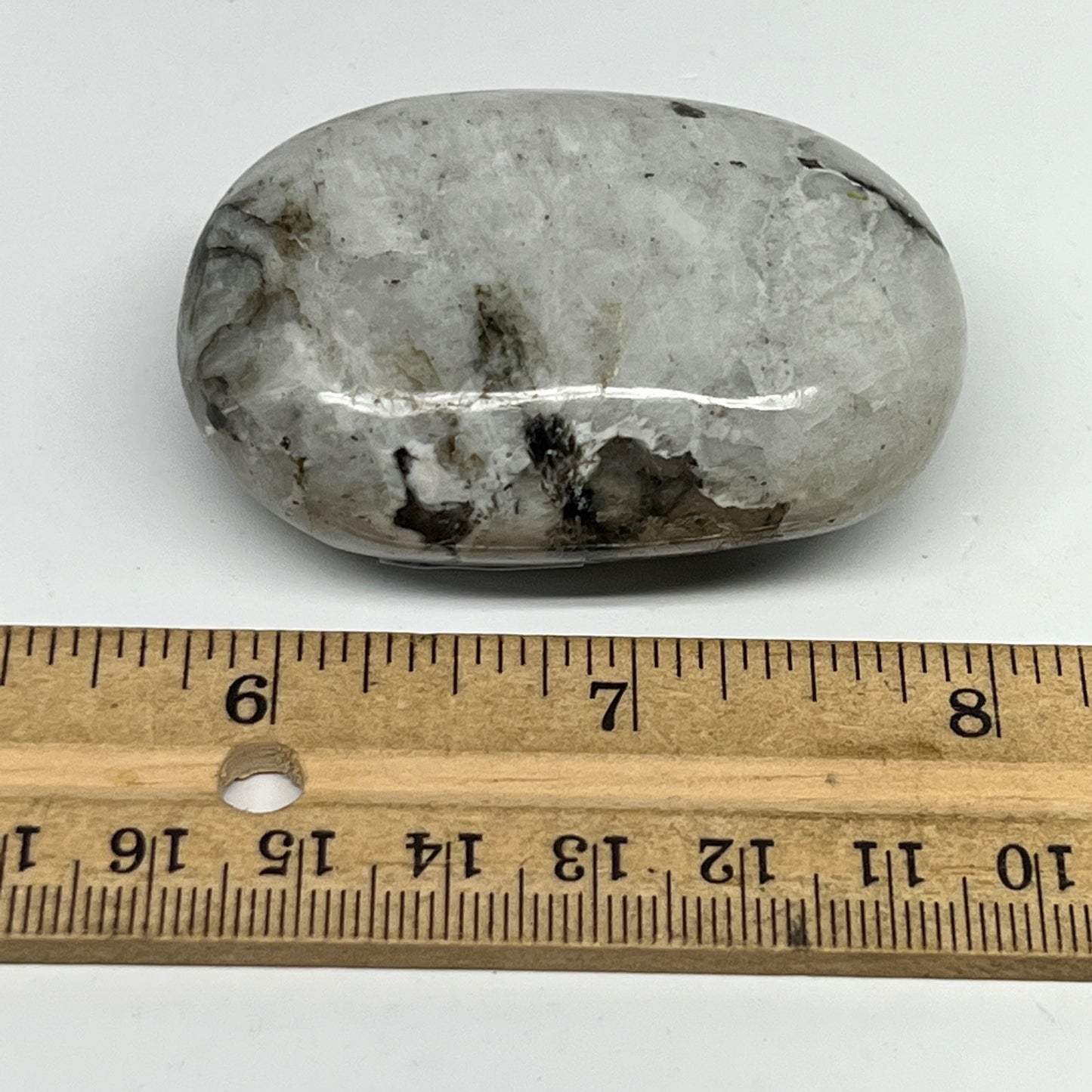 87.6g,2.3"x1.6"x1", Rainbow Moonstone Palm-Stone Polished from India, B21260