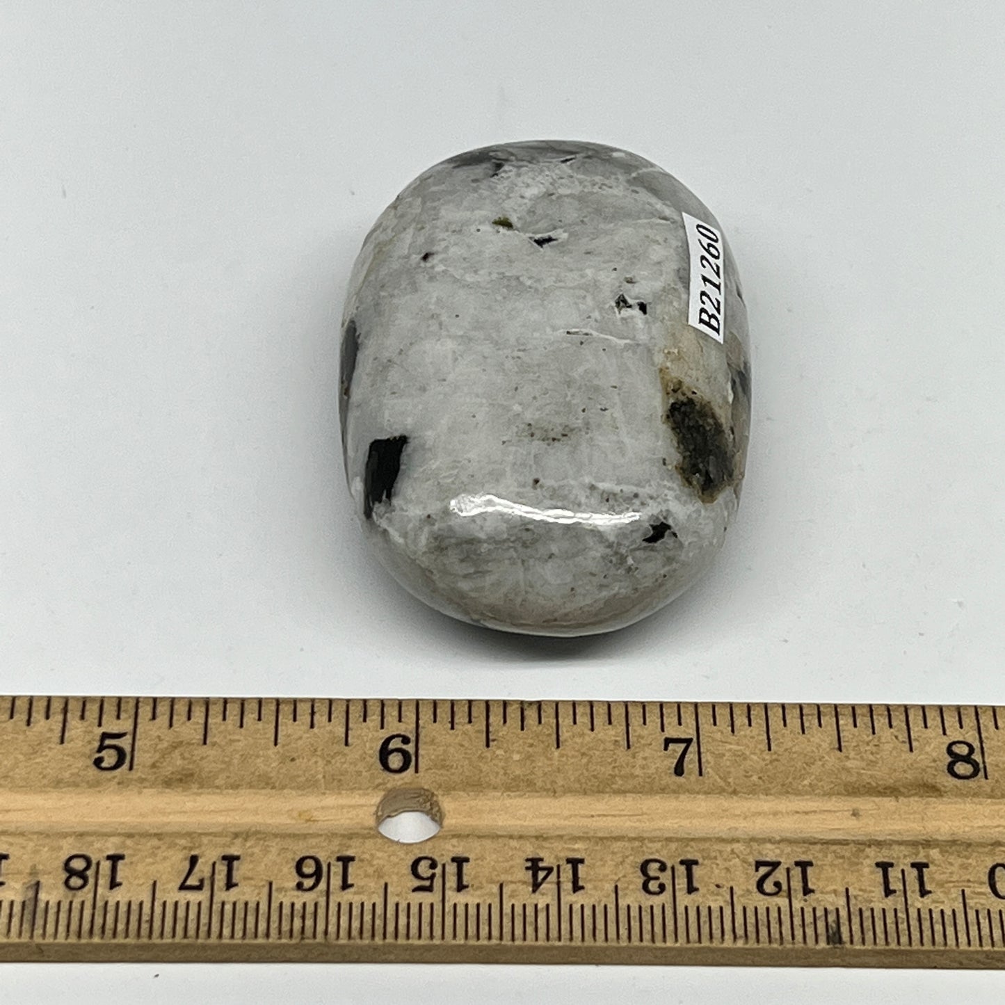 87.6g,2.3"x1.6"x1", Rainbow Moonstone Palm-Stone Polished from India, B21260