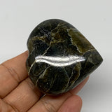 90.8g, 2.2"x2.3"x0.8" Natural Labradorite Heart Small Polished Healing Crystal,