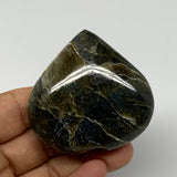 90.8g, 2.2"x2.3"x0.8" Natural Labradorite Heart Small Polished Healing Crystal,