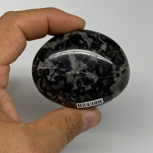 105.6g, 2.2"x1.8"x1", Indigo Gabro (Merlinite) Palm-Stone @Madagascar, B24388