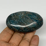 118.2g, 2.7"x1.7"x0.9" Blue Apatite Palm-Stone Polished from Madagascar, B16514