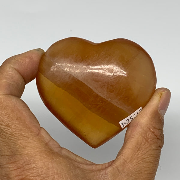 104g, 2.3"x2.5"x0.9" Honey Calcite Heart Gemstones, Collectible @Pakistan, B2521