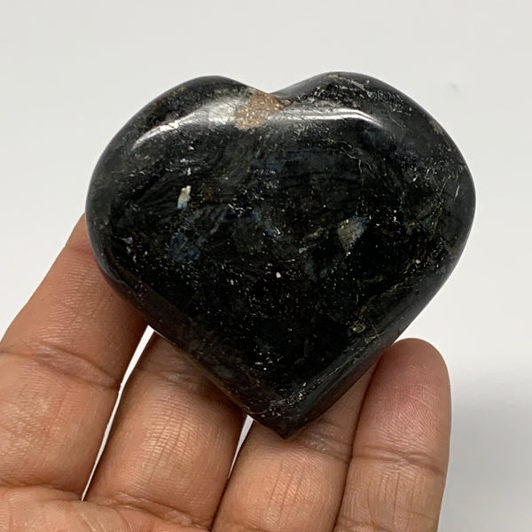 97.9g, 2.2"x2.3"x0.9" Natural Labradorite Heart Small Polished Healing Crystal,