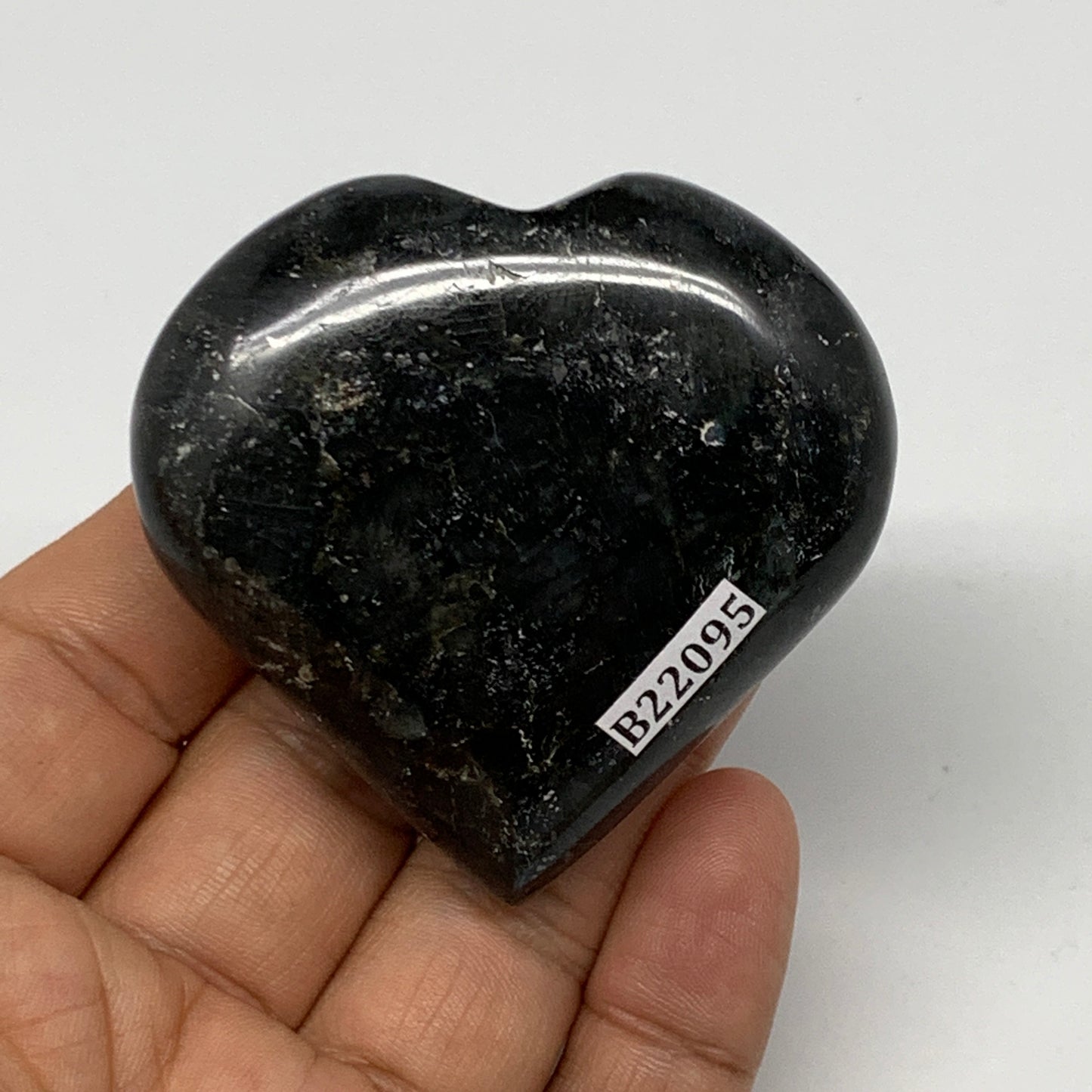 97.9g, 2.2"x2.3"x0.9" Natural Labradorite Heart Small Polished Healing Crystal,