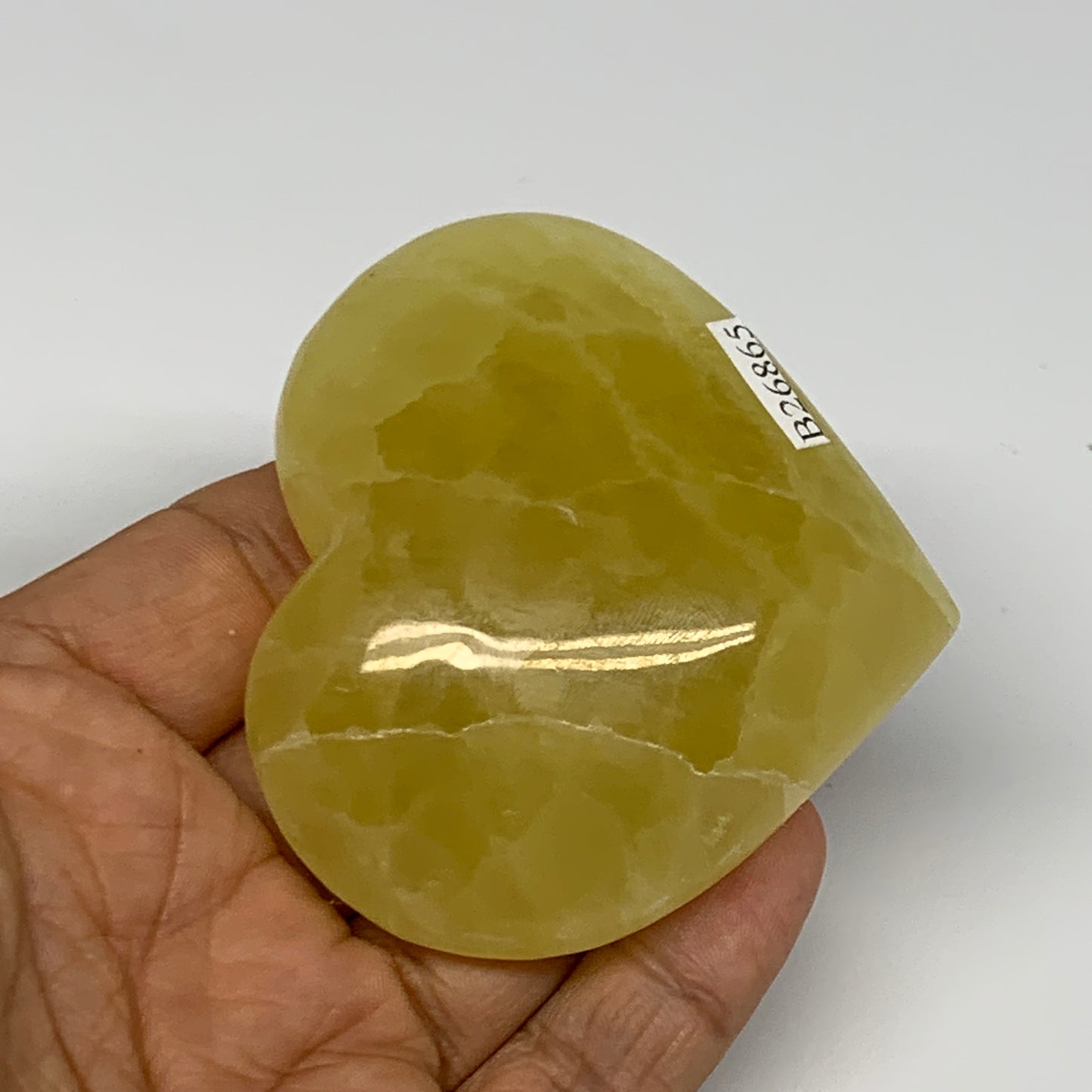 144.7g, 2.4"x2.6"x1" Lemon Calcite Heart Crystal Gemstones @Afghanistan, B26865