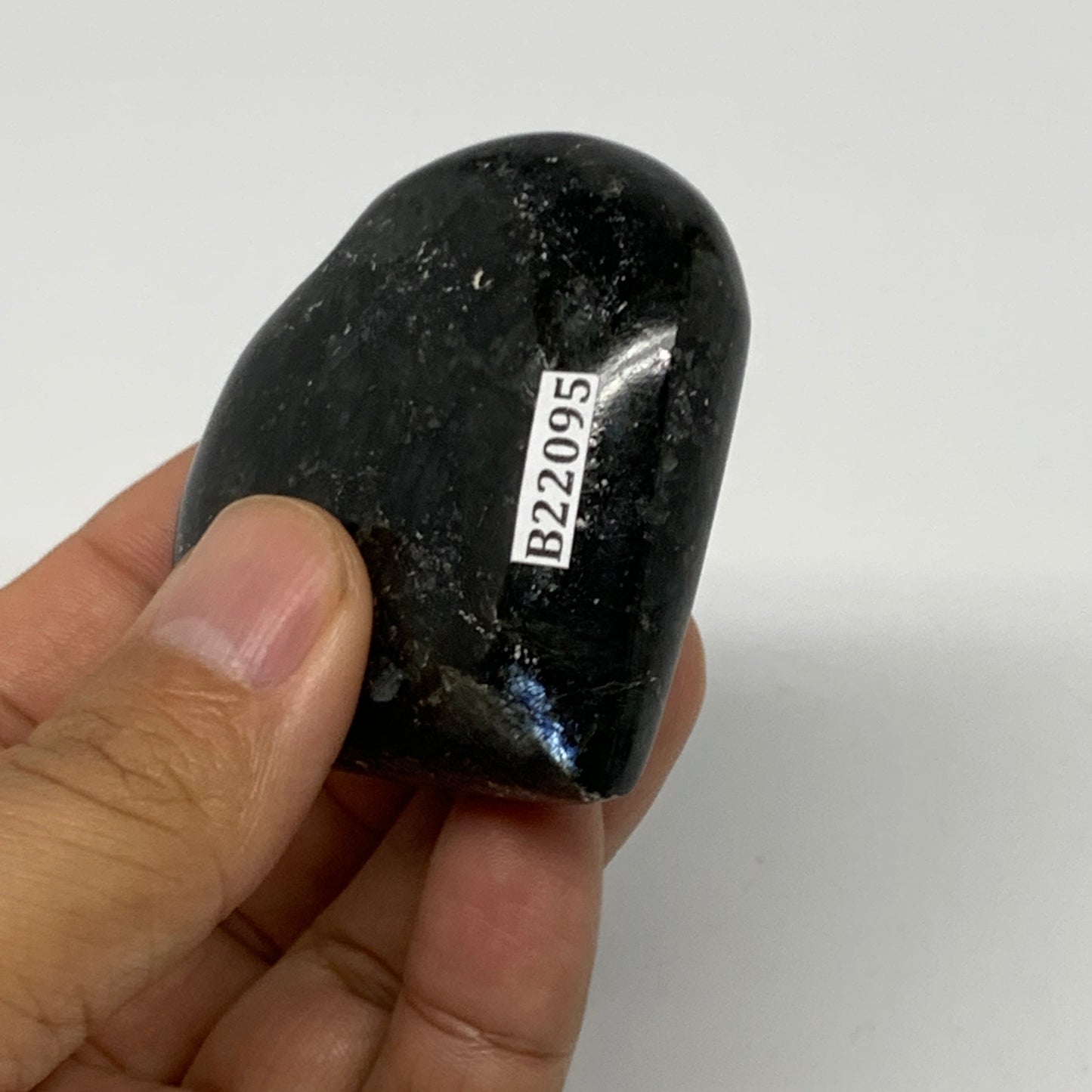 97.9g, 2.2"x2.3"x0.9" Natural Labradorite Heart Small Polished Healing Crystal,