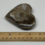 217.3g,3.2"x3.6"x1" Natural Chocolate Gray Onyx Heart Polished @Morocco,B18827