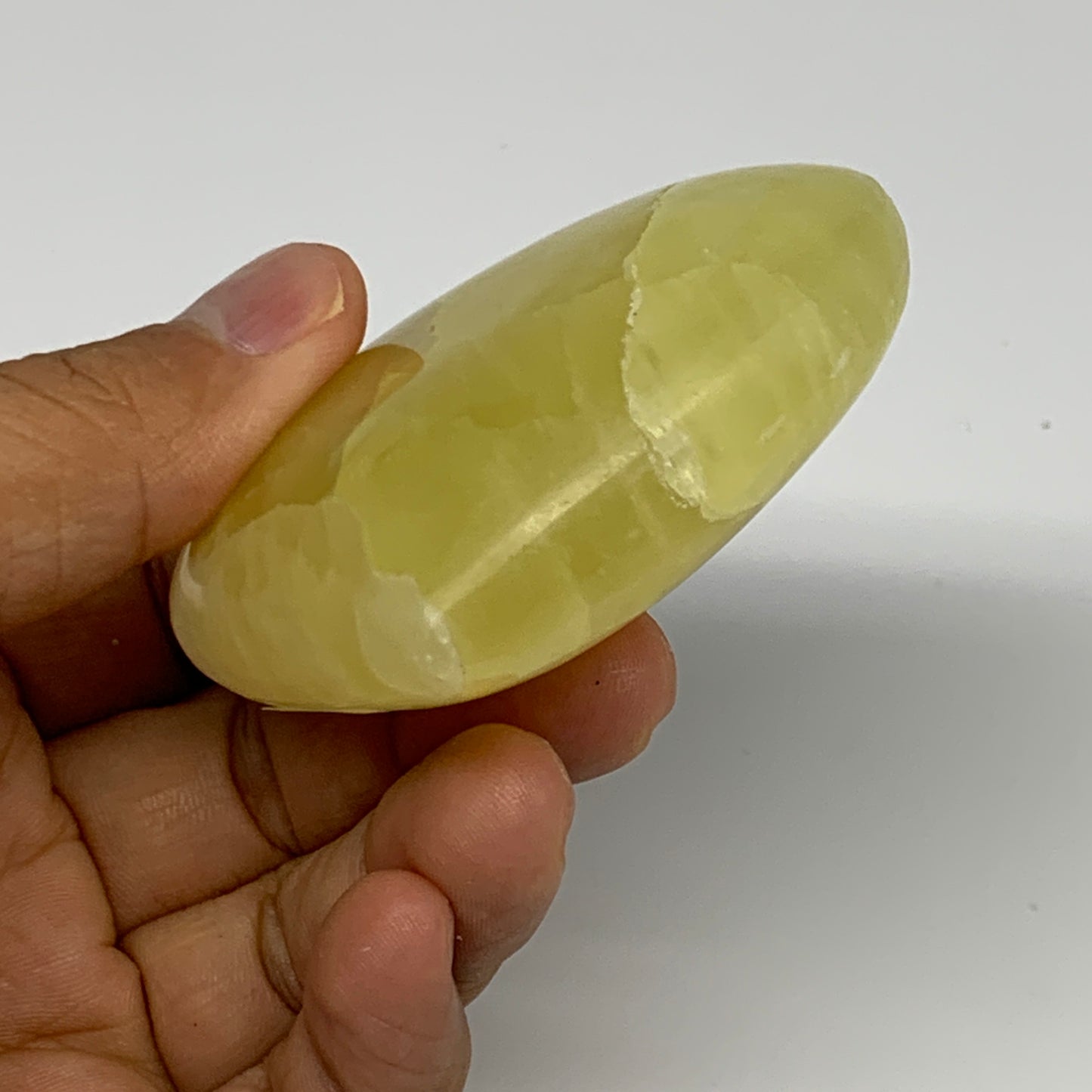 144.7g, 2.4"x2.6"x1" Lemon Calcite Heart Crystal Gemstones @Afghanistan, B26865