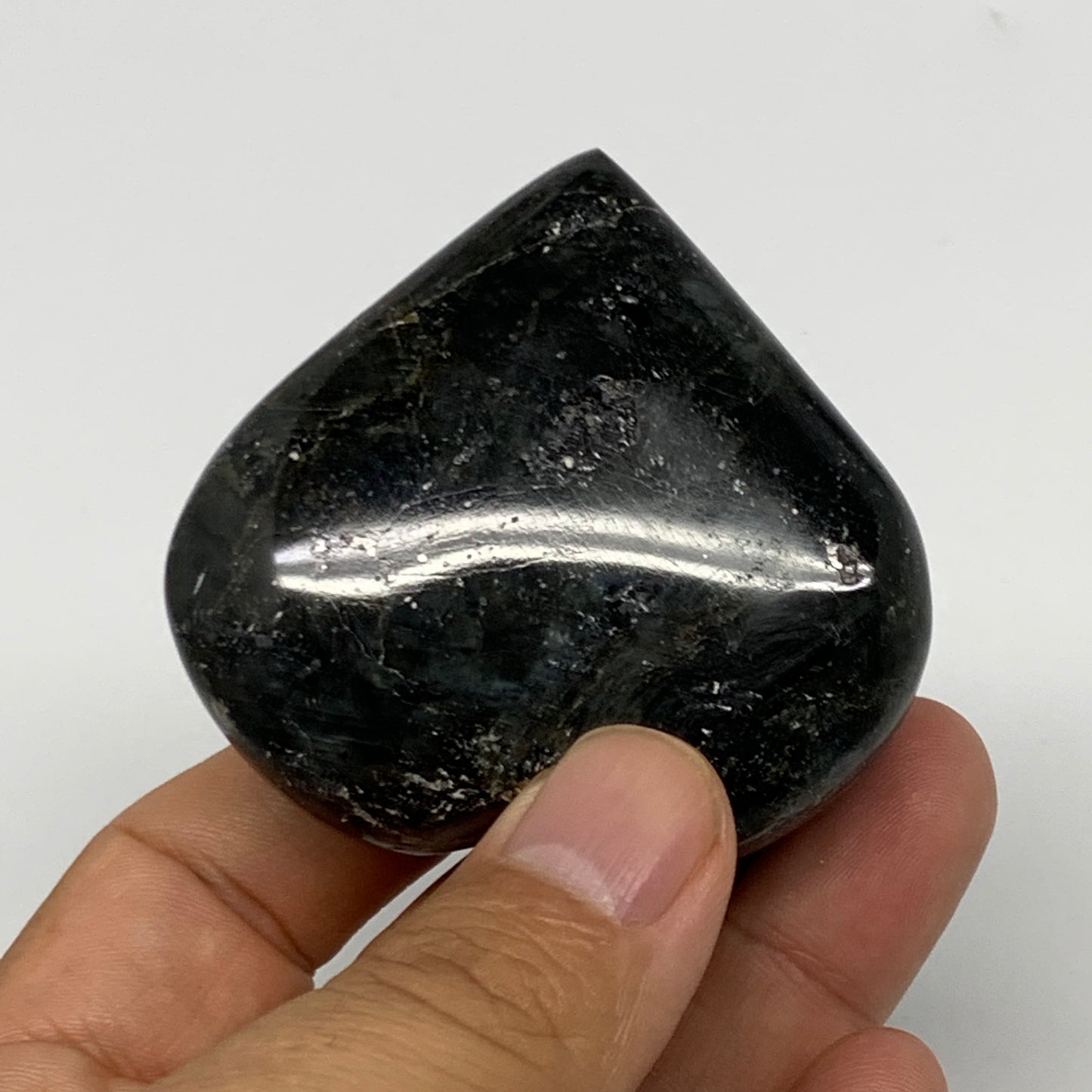 97.9g, 2.2"x2.3"x0.9" Natural Labradorite Heart Small Polished Healing Crystal,