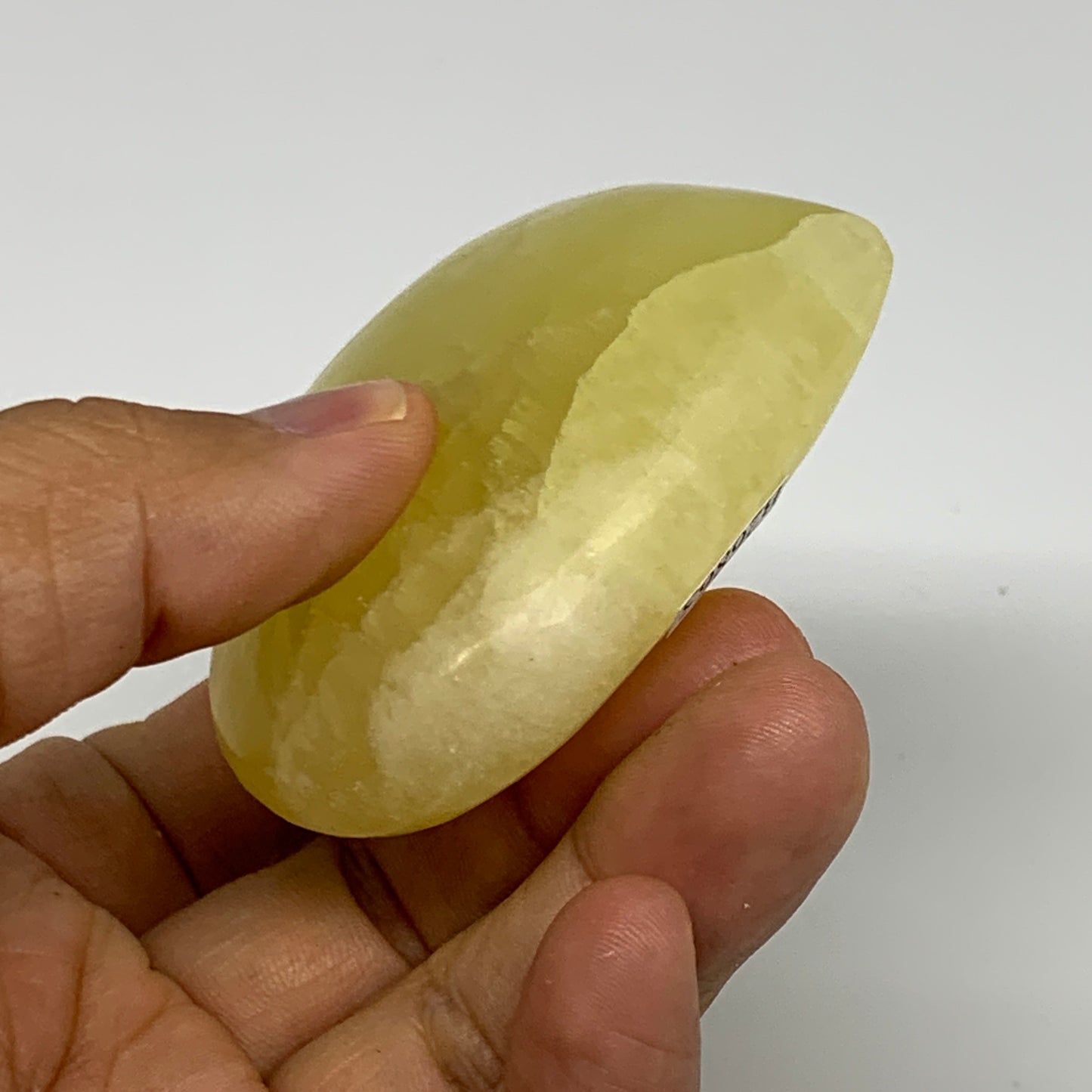 144.7g, 2.4"x2.6"x1" Lemon Calcite Heart Crystal Gemstones @Afghanistan, B26865