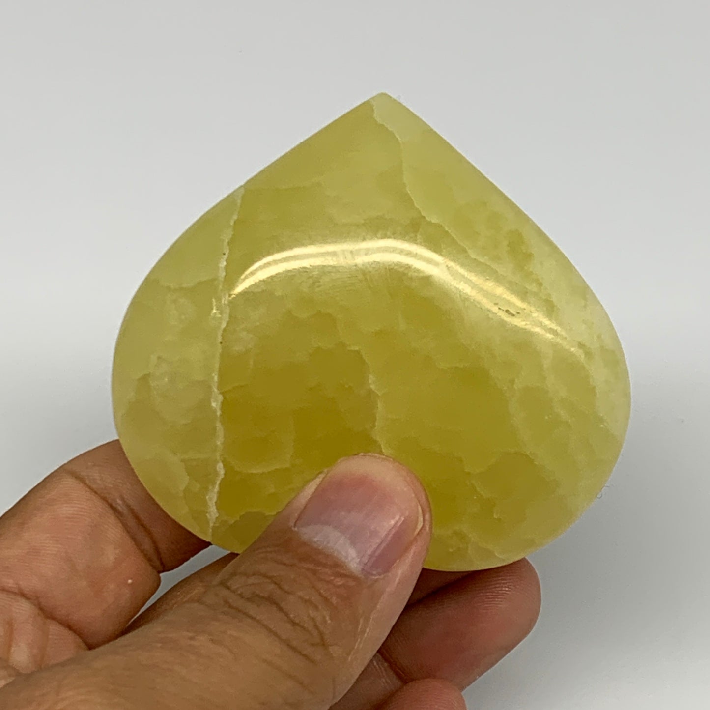 144.7g, 2.4"x2.6"x1" Lemon Calcite Heart Crystal Gemstones @Afghanistan, B26865