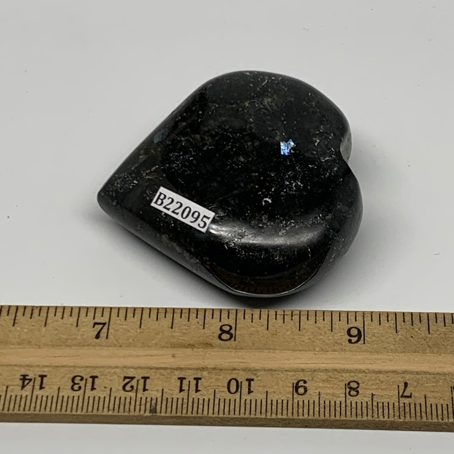 97.9g, 2.2"x2.3"x0.9" Natural Labradorite Heart Small Polished Healing Crystal,