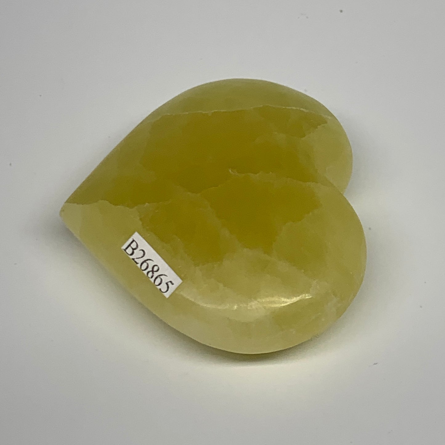 144.7g, 2.4"x2.6"x1" Lemon Calcite Heart Crystal Gemstones @Afghanistan, B26865