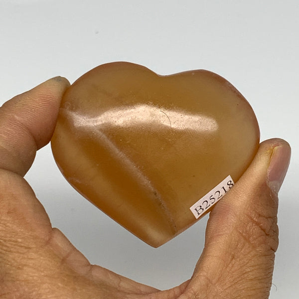 74.8g, 2"x2.3"x0.8" Honey Calcite Heart Gemstones, Collectible @Pakistan, B25218