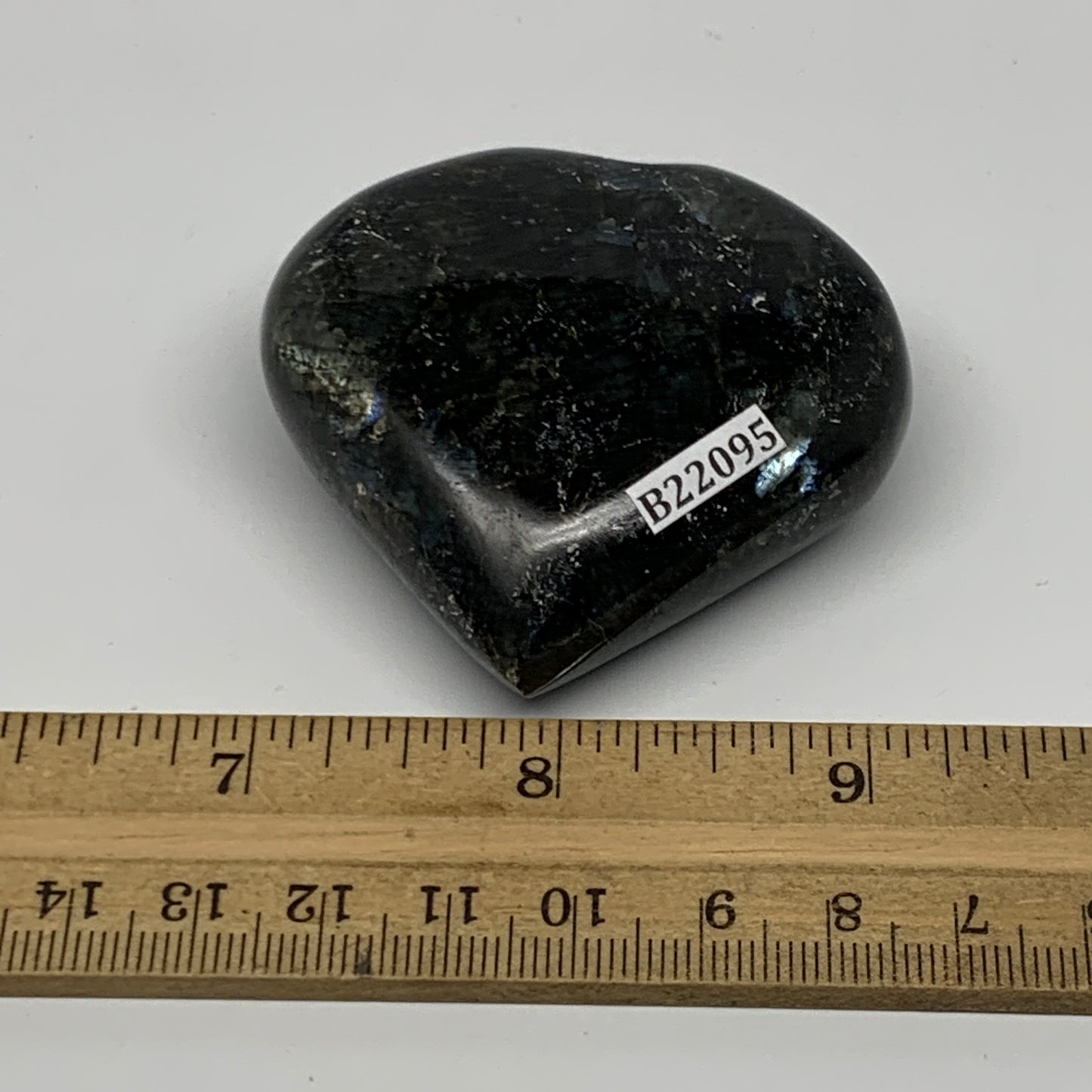 97.9g, 2.2"x2.3"x0.9" Natural Labradorite Heart Small Polished Healing Crystal,