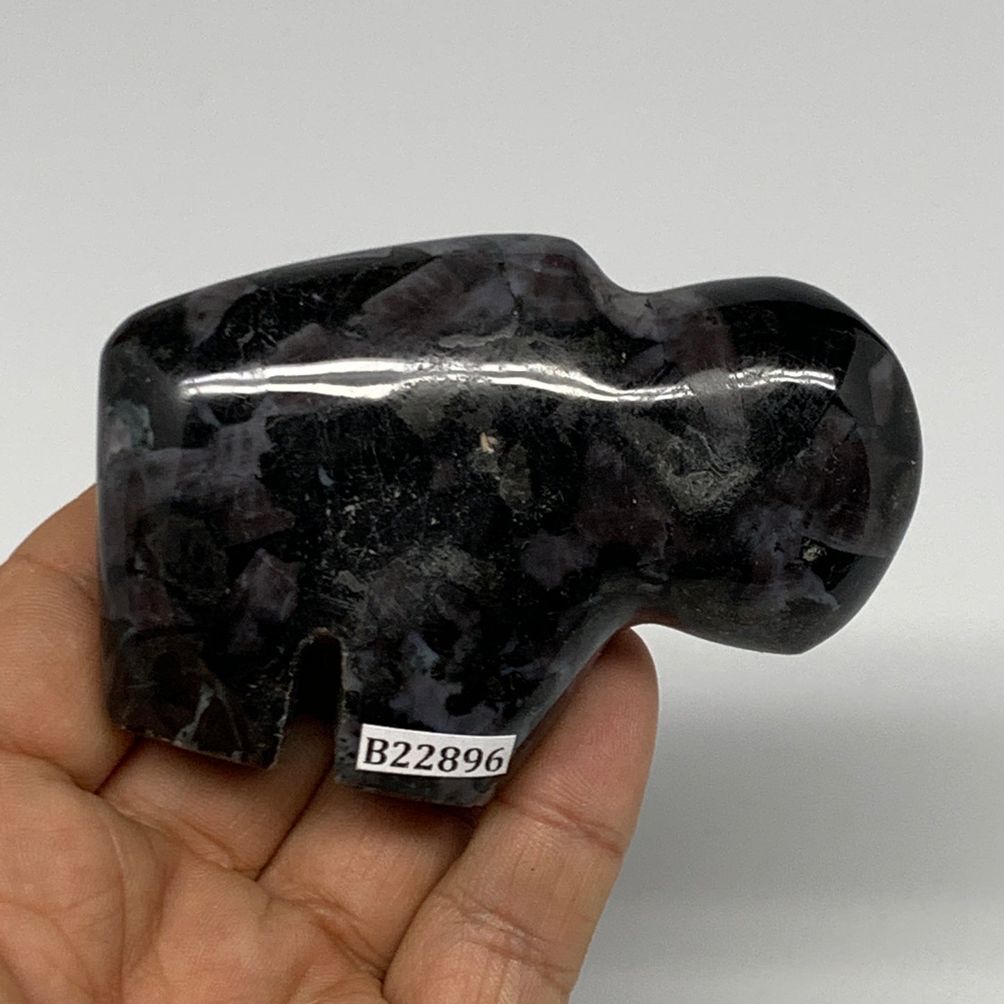 159.2g, 3.1"x2.2"x0.9" Natural Indigo Gabro Merlinite Buffalo @Madagascar,B22896