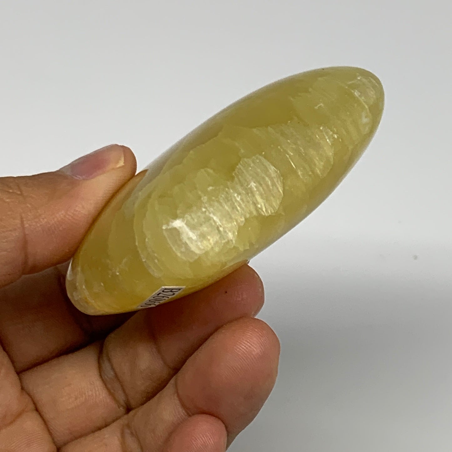 145g, 2.4"x2.7"x0.9" Lemon Calcite Heart Crystal Gemstones @Afghanistan, B26866