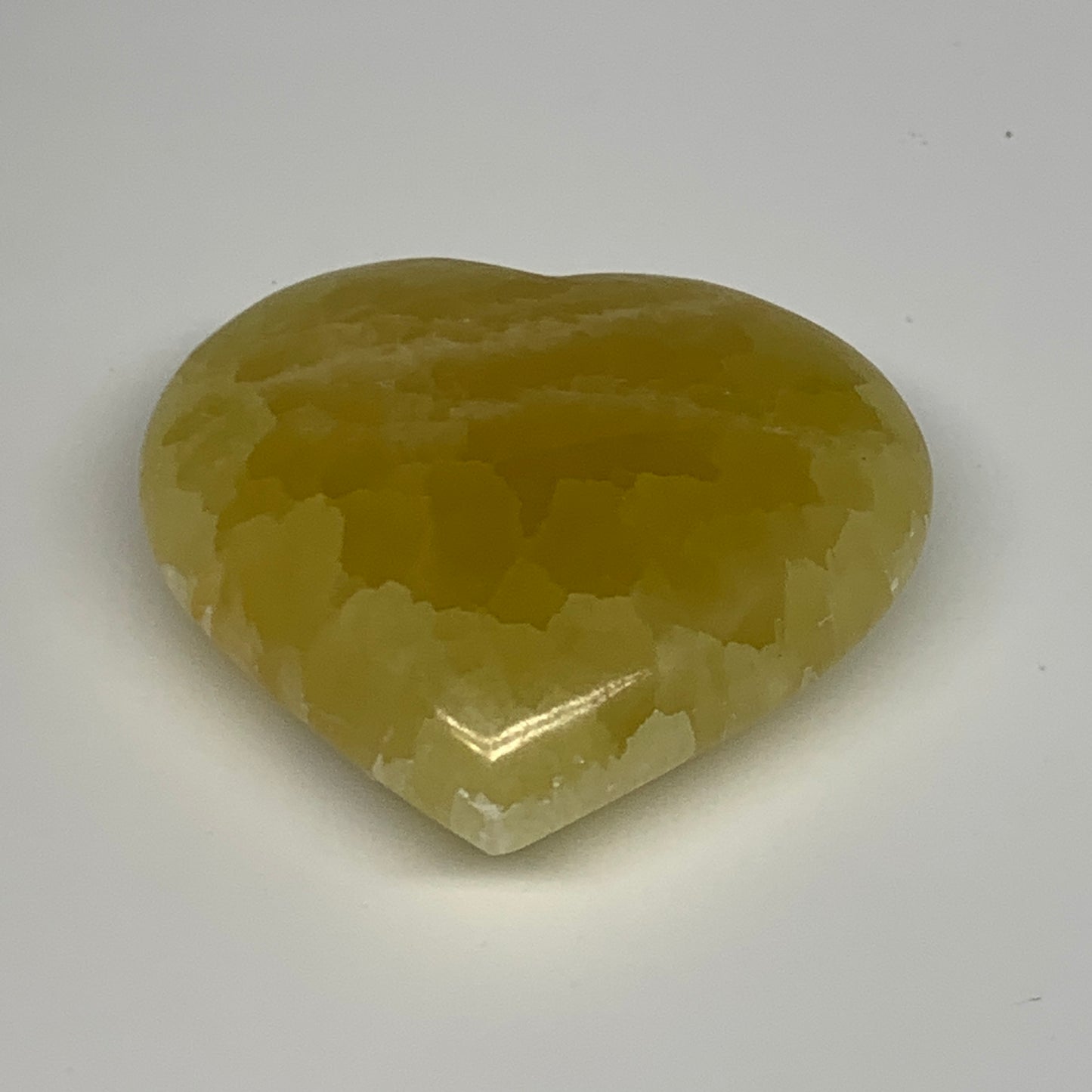 145g, 2.4"x2.7"x0.9" Lemon Calcite Heart Crystal Gemstones @Afghanistan, B26866