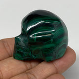 97.2g, 1.7"x1.3"x1.3", Natural Solid Malachite Skull From Congo, B7137