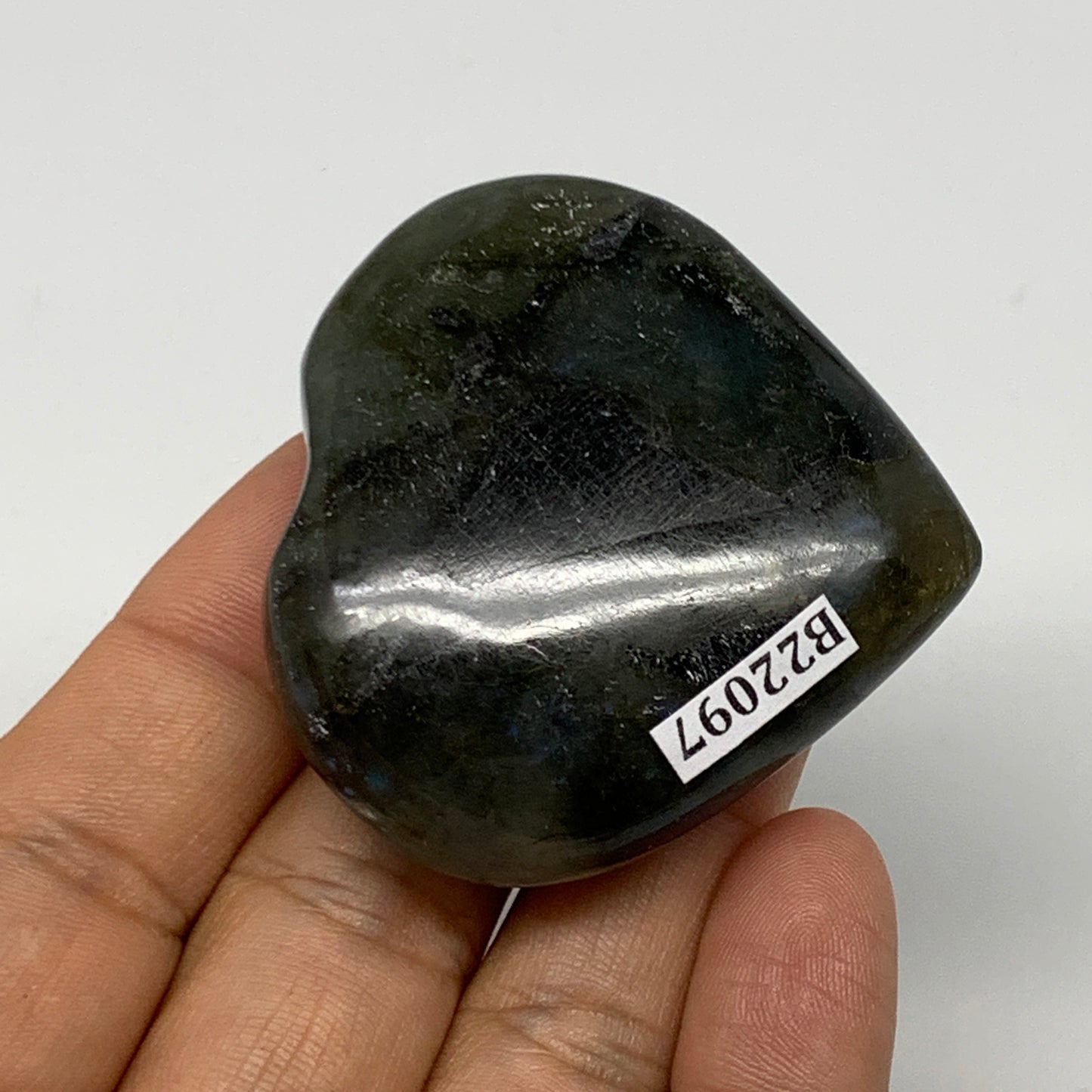 65.8g,1.9"x2"x0.7" Natural Labradorite Heart Small Polished Healing Crystal, B22