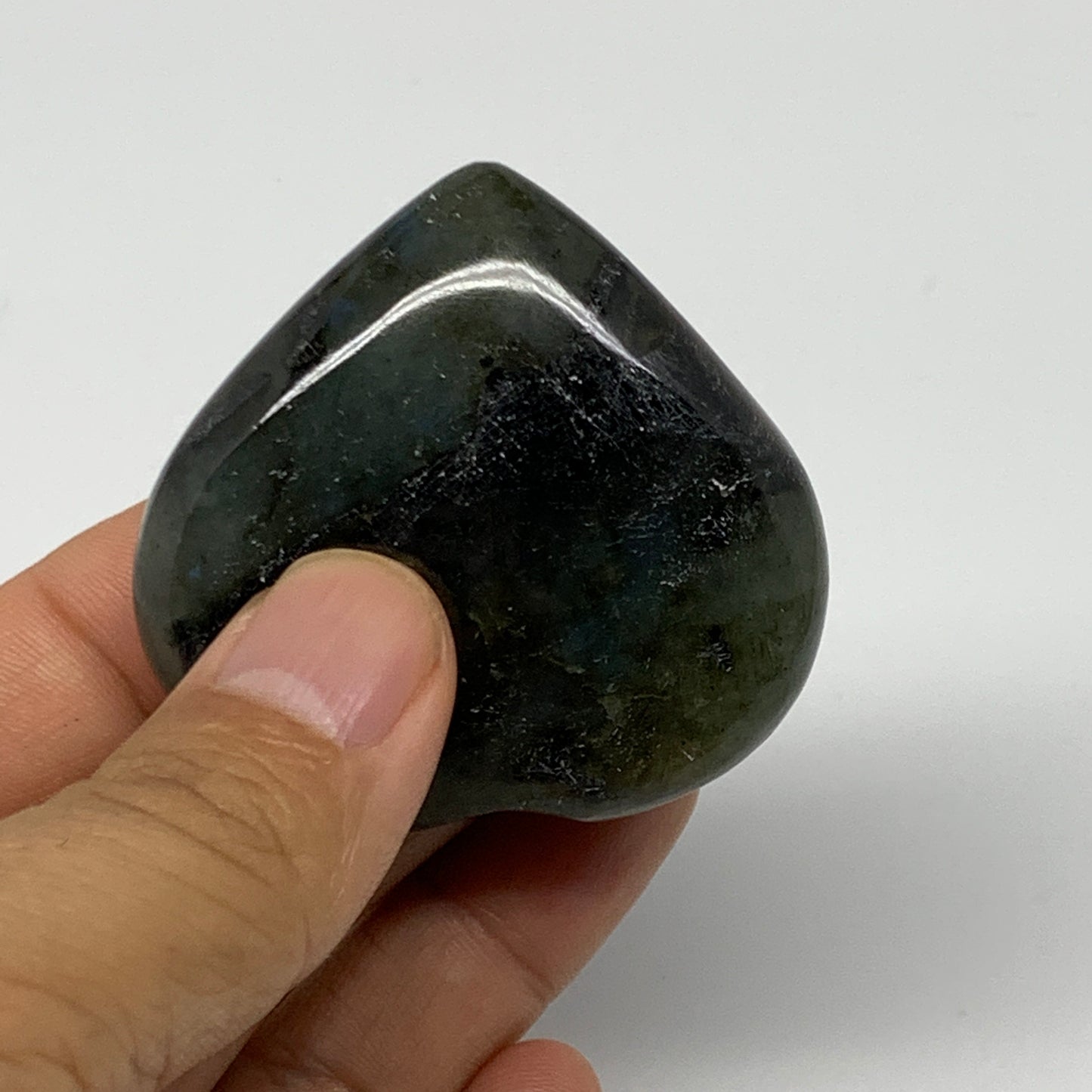 65.8g,1.9"x2"x0.7" Natural Labradorite Heart Small Polished Healing Crystal, B22