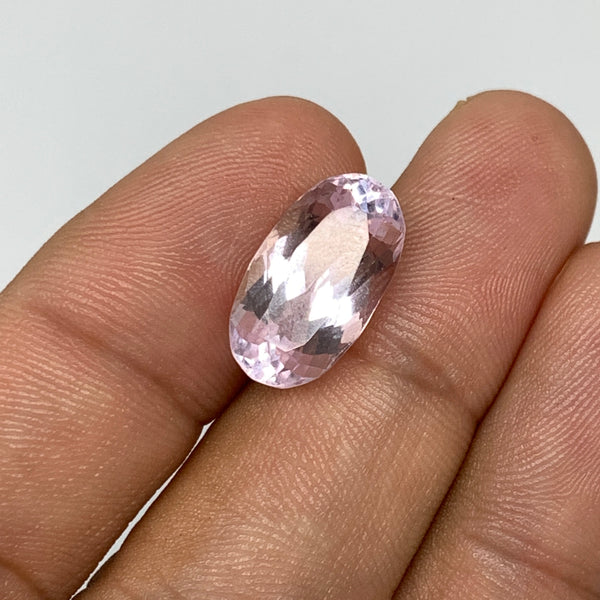 7.63cts, 15mmx8mmx7mm,Heated Kunzite Crystal Facetted Stone @Afghanistan,CTS233