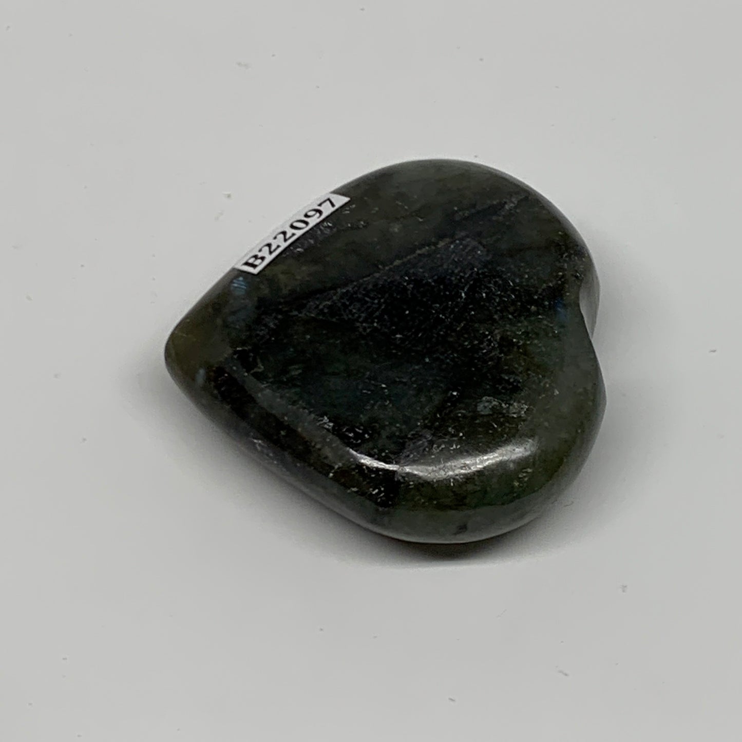 65.8g,1.9"x2"x0.7" Natural Labradorite Heart Small Polished Healing Crystal, B22