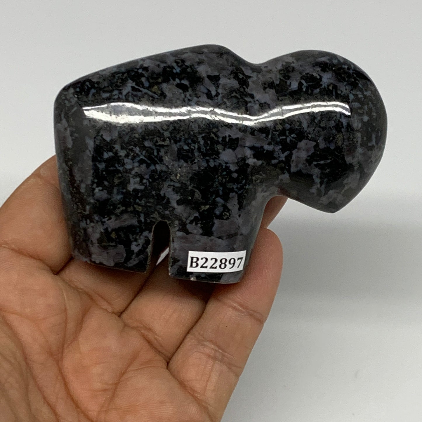 162.5g, 3.2"x2.2"x0.9" Natural Indigo Gabro Merlinite Buffalo @Madagascar,B22897